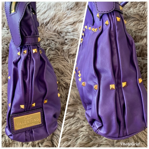 Valentino Maison Purple Leather Studded bag - Picture 7 of 8